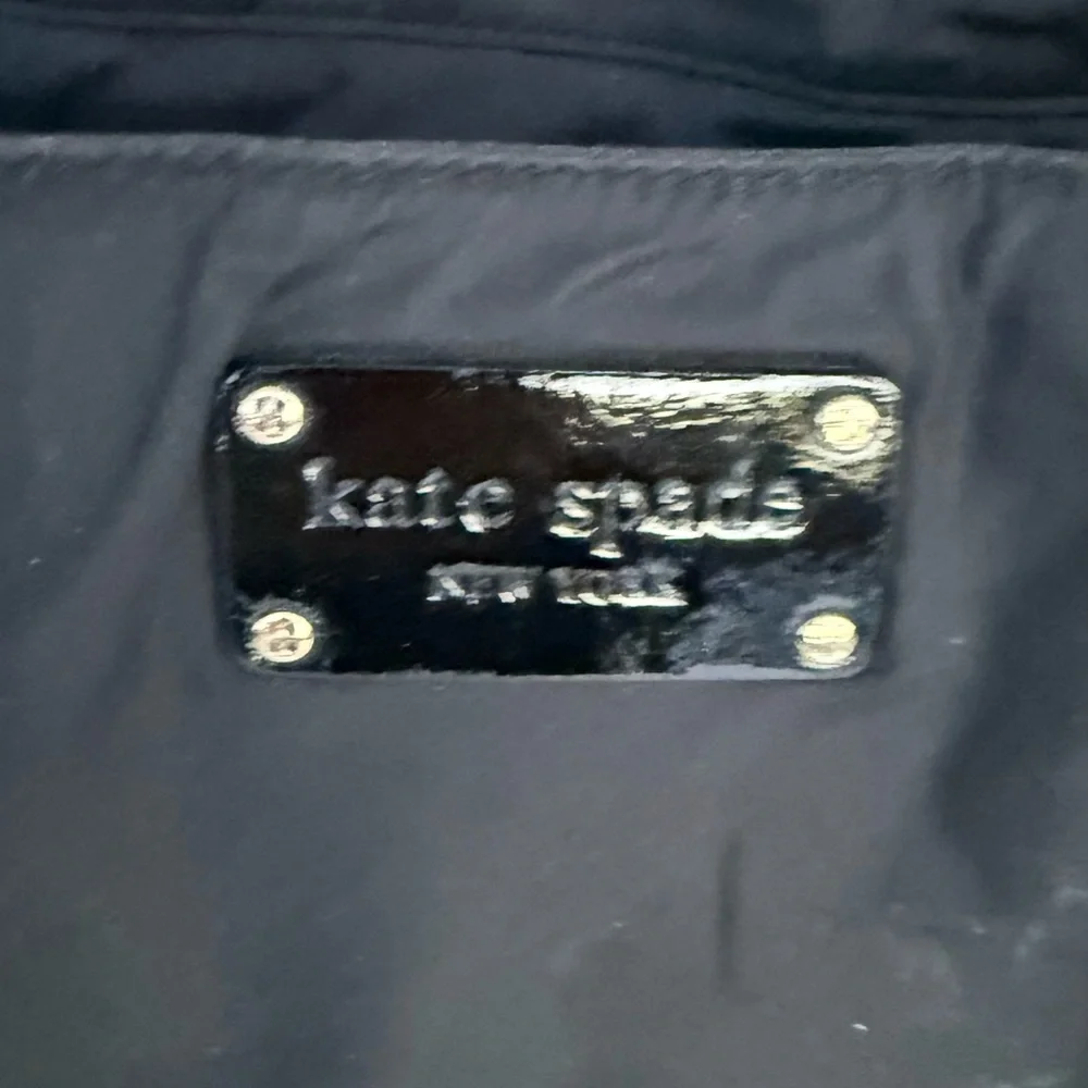 Kate Spade Black Nylon Diaper Baby Bag With Polka Dot Lining And Changing Pad